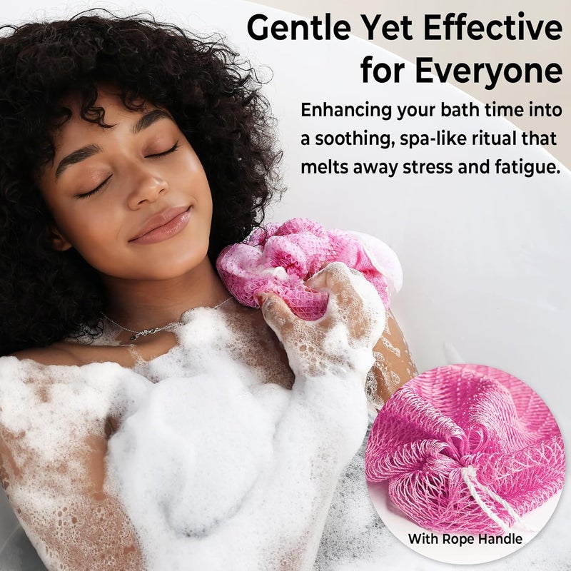 RelaxScene African Net Sponge Authentic - 2 Pieces Exfoliating Body Scrubber Bath Sponge Camellia&Green- Back Scrubber Washcloth for Shower - Real African Scrub Exfoliator Body Care Bathing Accessorie - Image 4